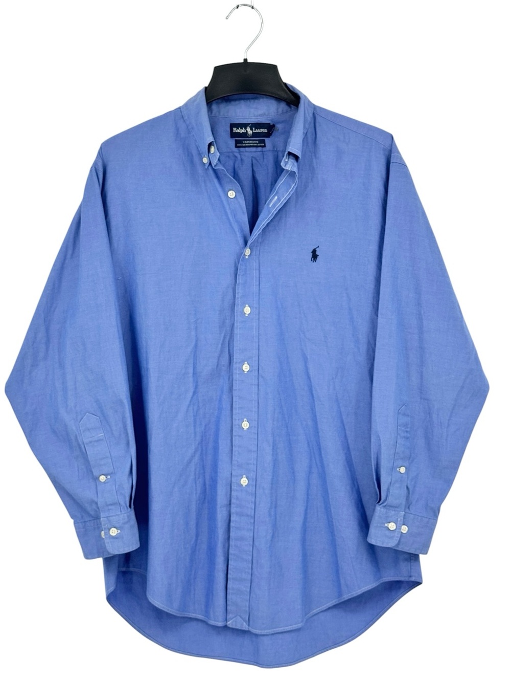 Ralph Lauren Vintage Yarmouth Pinpoint Oxford Polo Shirt Blue Long Sleeve 90